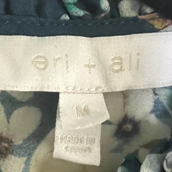 Anthropologie Navy Floral Ruffle Yoke Blouse - Picture 2 of 4